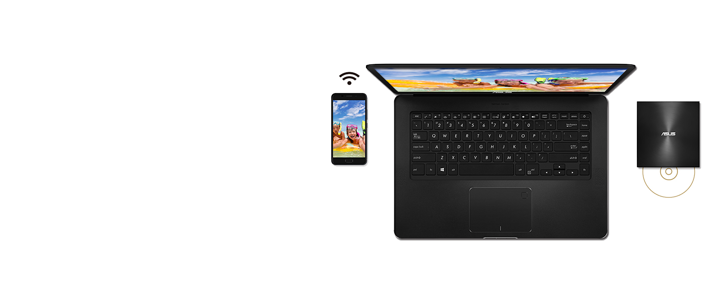 Зовнішній DVD-записувач Asus ZenDrive U9M з інтерфейсом USB-C та USB-A, чорний