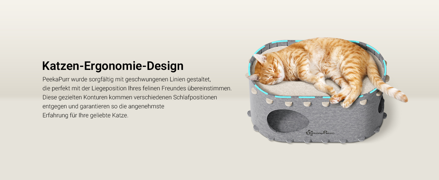 Будиночок для котів з фетру, лежанка для котів, будиночок-печеричка, 58 x 33 x 30 см, ігровий, зимовий, захист кігтів, сірий (один)