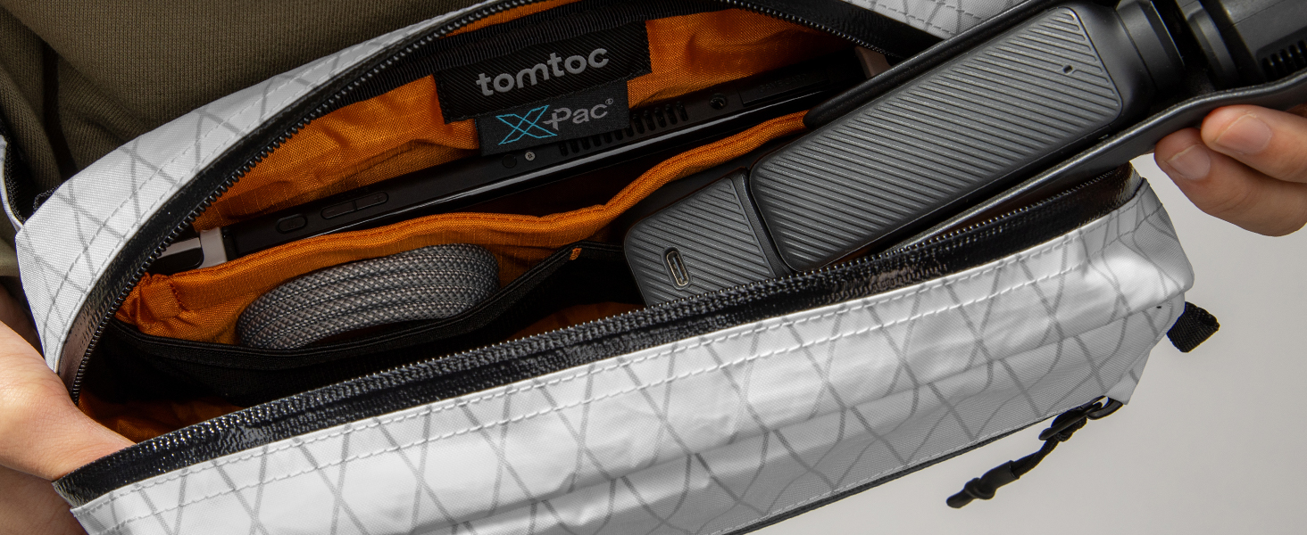 tomtoc Сумка на плече Sling Bag 3.5L з RFID-захистом - водонепроникна, для Switch, iPad mini, EDC, подорожі | X-pac White