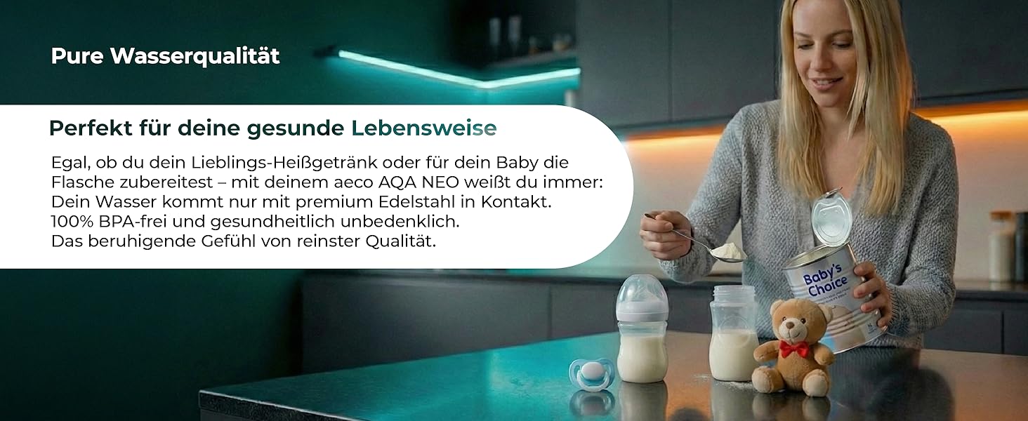 Електричний чайник Aeco AQA NEO з нержавіючої сталі, 1.7 л, 2150 Вт, без BPA, фільтр від накипу, бездротовий, CoolTouch, шампань сріблястий