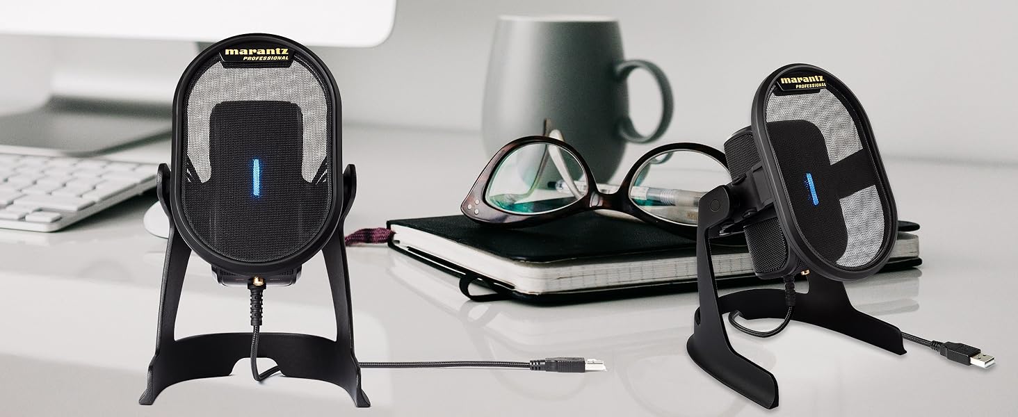 Мікрофон конденсаторний Marantz Professional MPM-1000U з великою мембраною, USB, з нирковою характеристикою для подкастів, студії, геймінгу, з кабелем USB та кліпсою для мікрофона