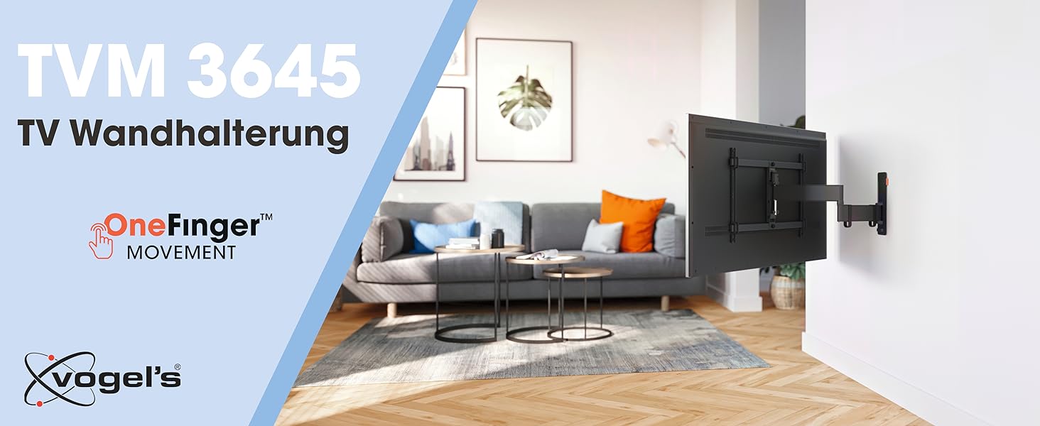 Настінне кріплення для телевізора Vogel's Comfort TVM 3645, 40-77", до 35 кг, поворотне до 180°, VESA 600x400, чорний