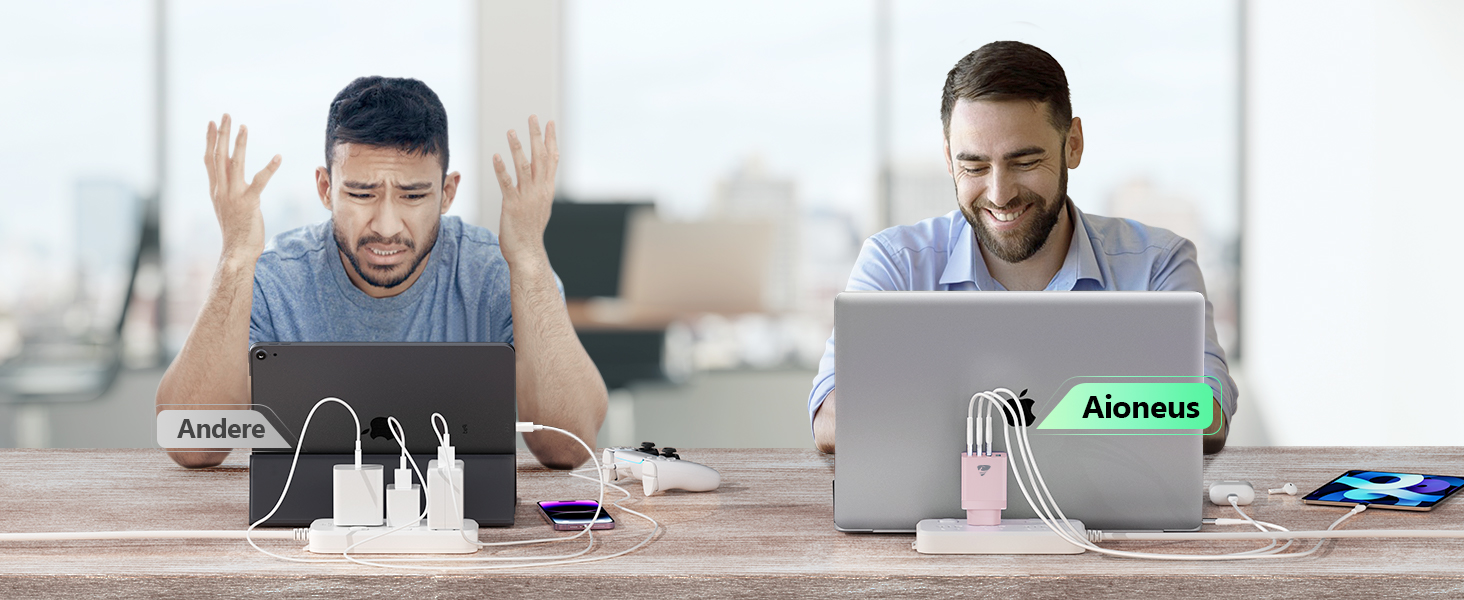 Мережевий адаптер USB-C з 4 портами, 40W, з інтелектуальною зарядкою QC, для iPhone, Samsung та інших телефонів