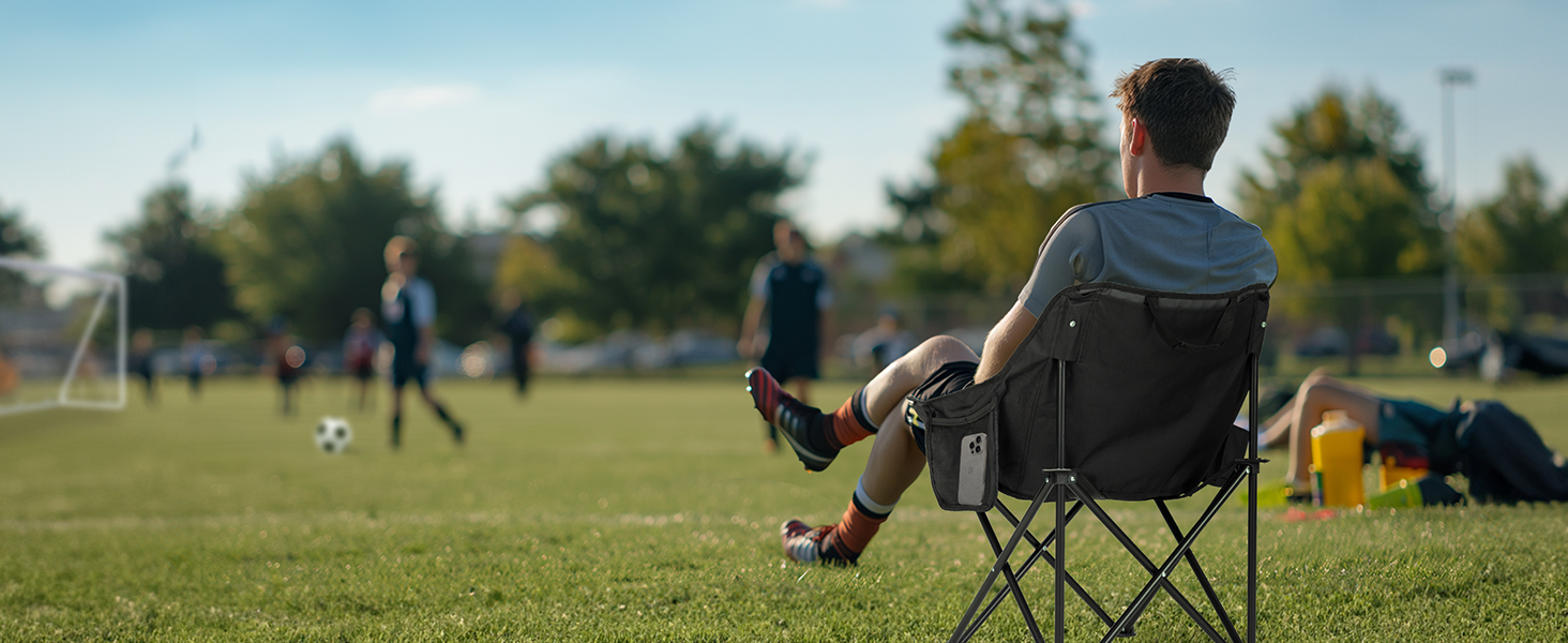 Набір складних кемпінгових стільців OVERMONT (2 шт.) до 135 кг з сумкою для транспортування - для саду, балкону, пляжу, риболовлі, чорний