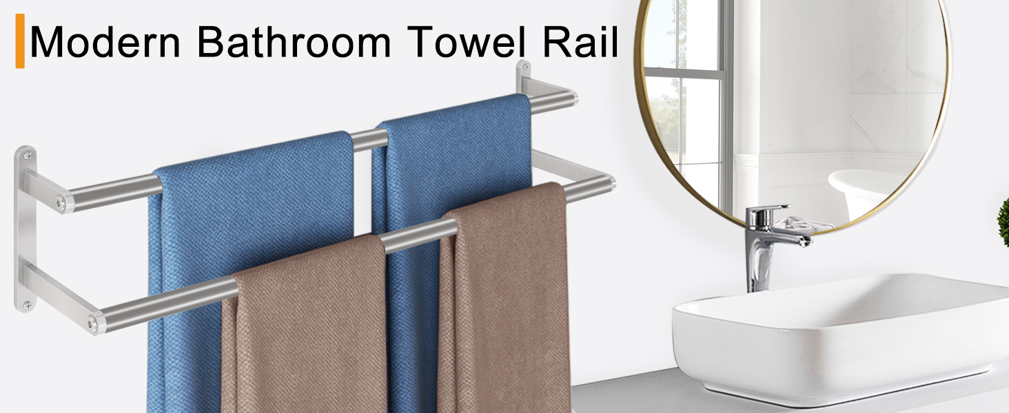 Тримач для рушників на стіну, 60 см, нержавіюча сталь, для ванної, спальні, кухні, щіткова нікель