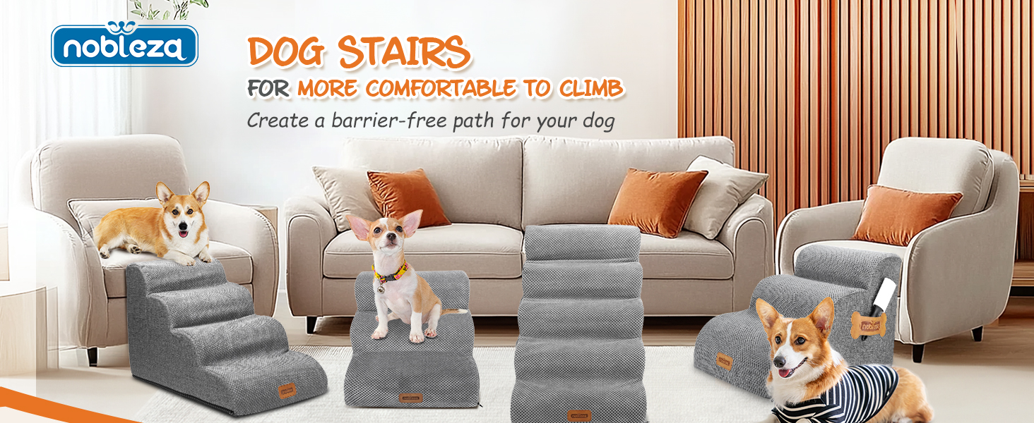Сходинка для собак Nobleza з 5 сходинками, з роликом для шерсті - для маленьких собак
