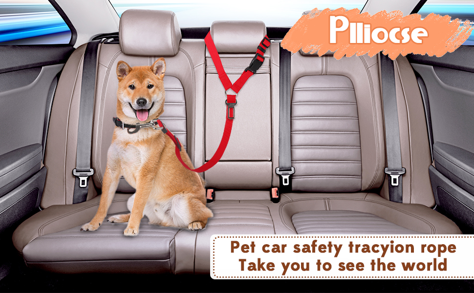 Автомобільний ремінь безпеки для собак, поводок для собак у машині, кріплення до підголівника, міцний поводок, шлейка для собак, котів та домашніх тварин (червоний)