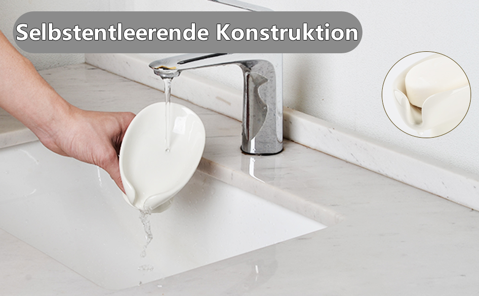 Керамічна мильниця Umlaca з самостійним осушенням, у формі листка, вінтажний дизайн, для кухні, ванної кімнати, душу, білий мармур