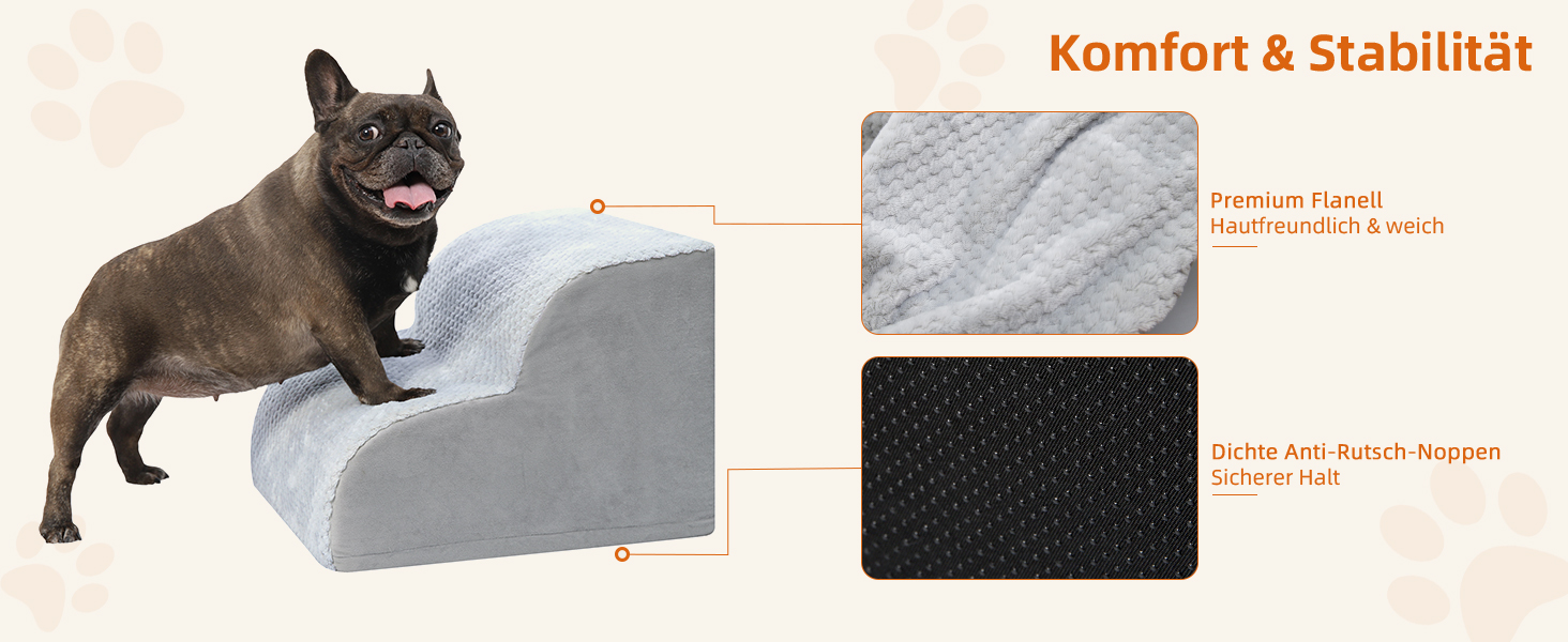 Сходинки для собак KSIIA, 3 ступені, 40 см, сірий колір. Ідеально для маленьких собак та котів. Зручні для доступу до ліжка, дивану, софи та автомобіля. Розміри: 40x57x40 см. Легко миються.