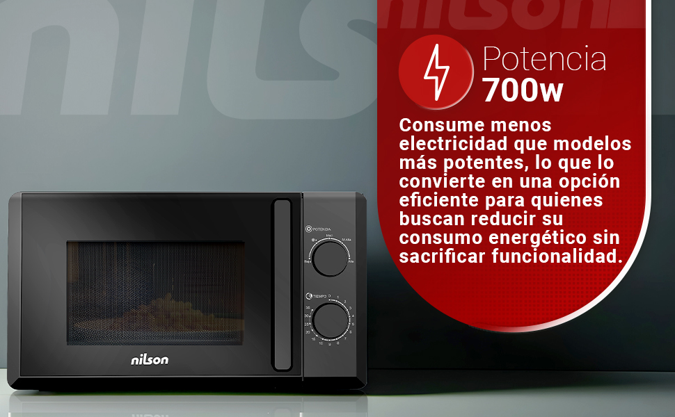 Мікрохвильова піч Nilson 20 літрів, чорний кришталь, NMW2700N, 700W, 5 програм, функція розморожування