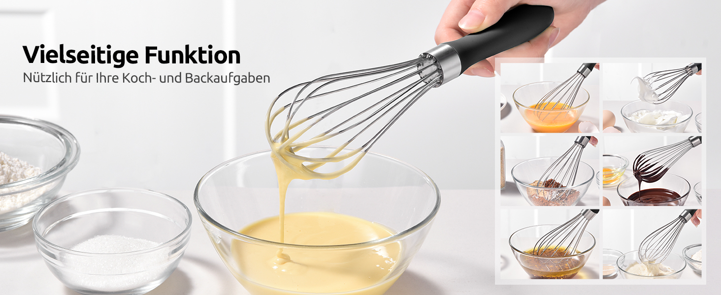 Міксер кухонний U-Taste зі сталі 18/10, 30 см, 12 гнучких дротів, силіконовий грип, для тіста та соусів