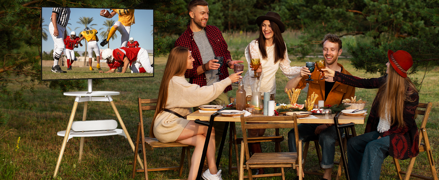 Підставка для телевізора 5Rcom Weiß з 2 полицями 32-65 дюймів, дерев'яна, поворотна, регульована по висоті, VESA 400x400, до 40 кг