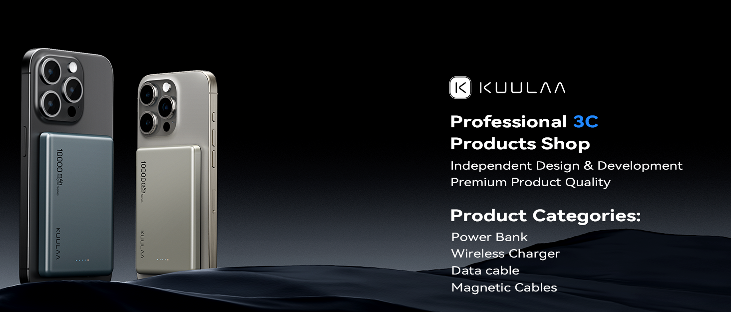 Power Bank Kuulaa MagSafe 10000 mAh 20W, Тонкий Пауербанк для iPhone 16/15/14/13, Колір Space Grey