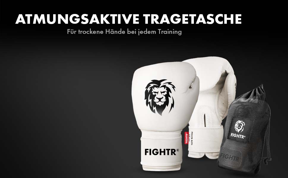 Боксерські рукавички FIGHTR® Pro з натуральної шкіри | для чоловіків та жінок | бокс, ММА, муай-тай, кікбоксинг, бойові мистецтва | 10, 12, 14 | з сумкою (12 oz, Off White)