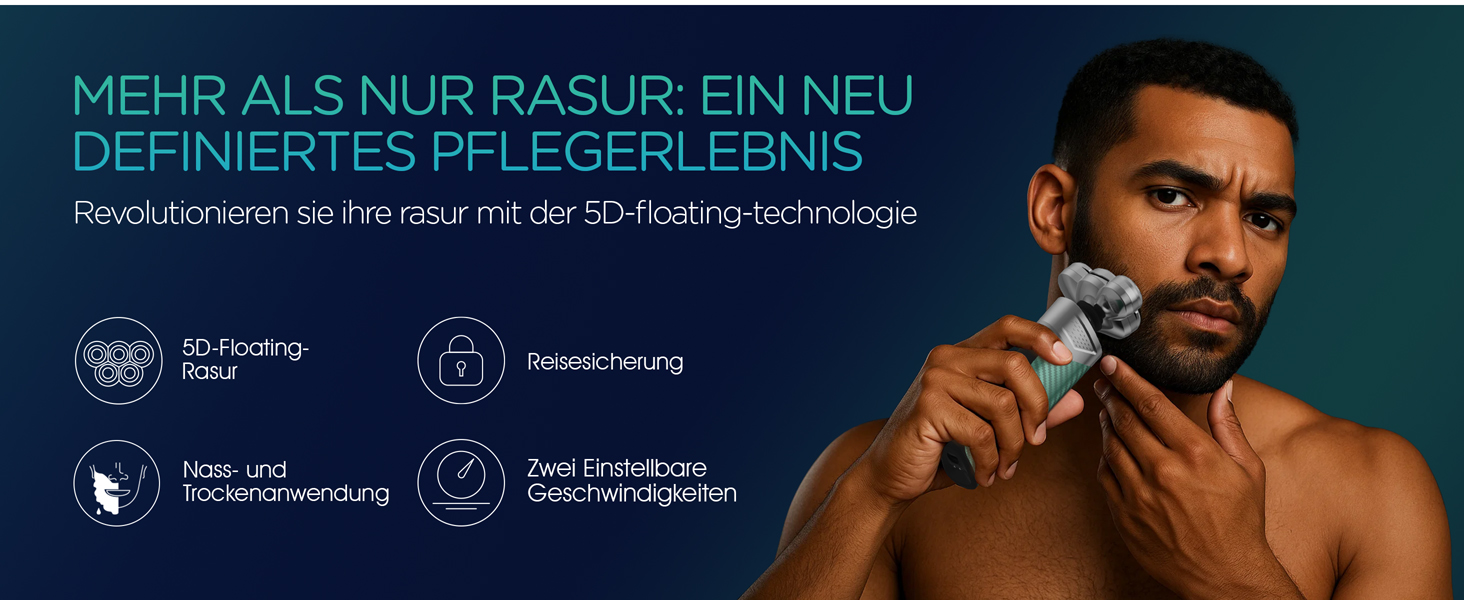 Електричний чоловічий верстат для гоління VOYOR TX500 (зелений) - 5D, мокрий/сухий, USB, LED дисплей, 150 хв роботи