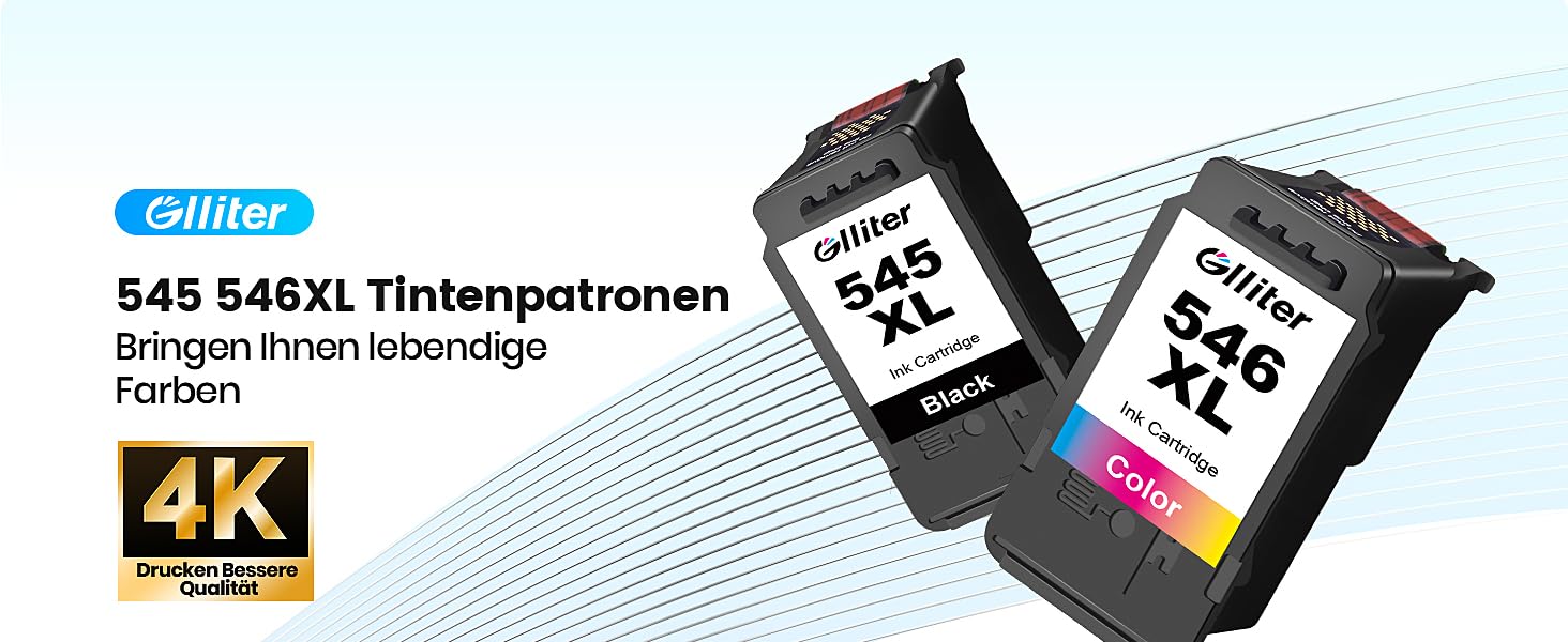 Комплект картриджів Glliter 545XL та 546XL для принтерів Canon PIXMA TS3350, TS3355, TS3450, TS3150, MX495 (чорний та кольоровий)