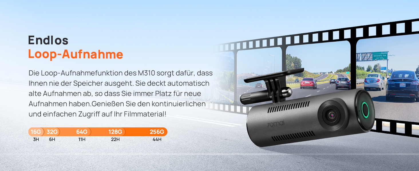 Відеореєстратор 70mai M310 2K WiFi для авто, 1296P WDR, Super Night Vision, 24h парковка, запис по колу, виявлення зіткнень, 256GB