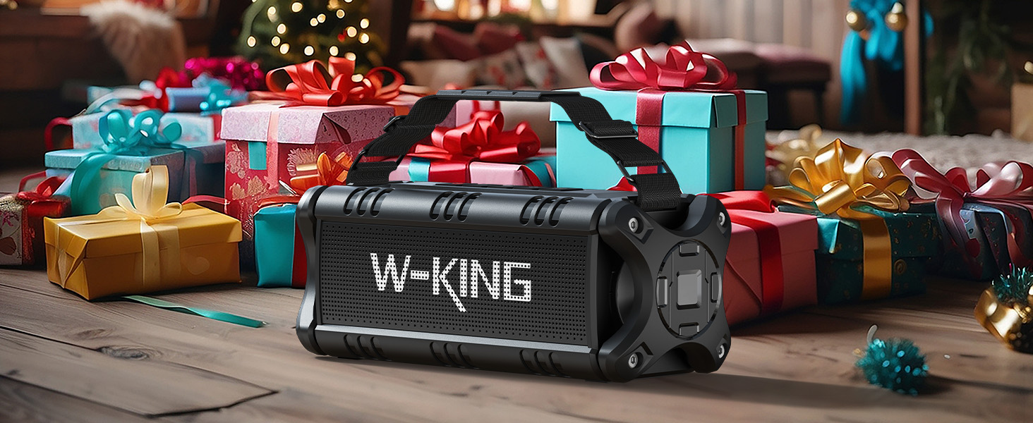 W-KING Портативна Bluetooth Колонка 90W з Глибоким Басом, DSP, 40 годин акумулятора та IPX6 Захистом від Води. Підтримка Powerbank, EQ, AUX та TF-карта. Чорний Колір. Ідеально для кемпінгу, пляжу та саду.
