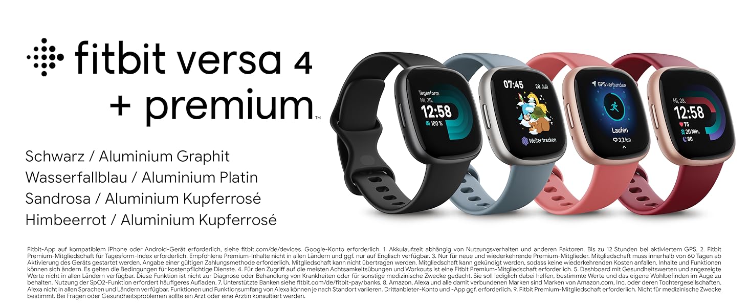 Смарт-годинник Fitbit Versa 4 – фітнес-трекер з GPS, телефоном, 6 днів роботи батареї, 40+ режимів тренувань, сумісний з Android/iOS, Sandrosa/Aluminium (Кораловий рожевий)