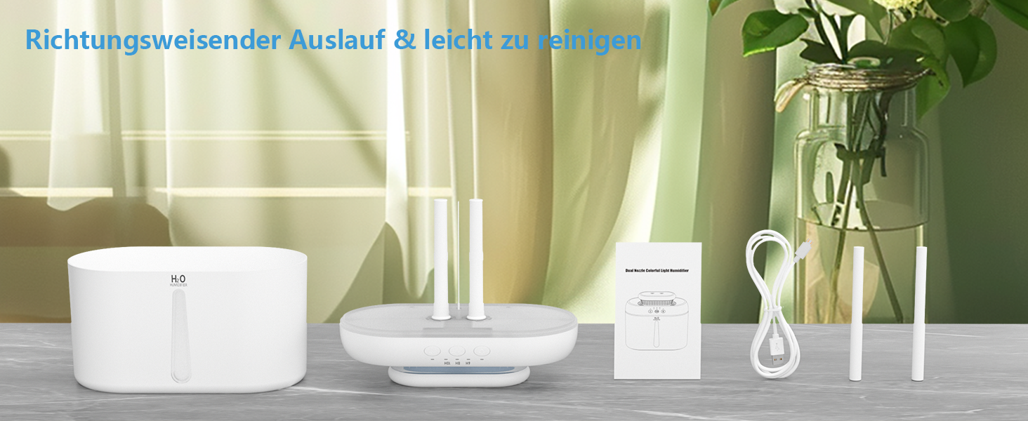 Зволожувач повітря 2L з нічним світлом для дитячої кімнати, рослин та дому (білий)