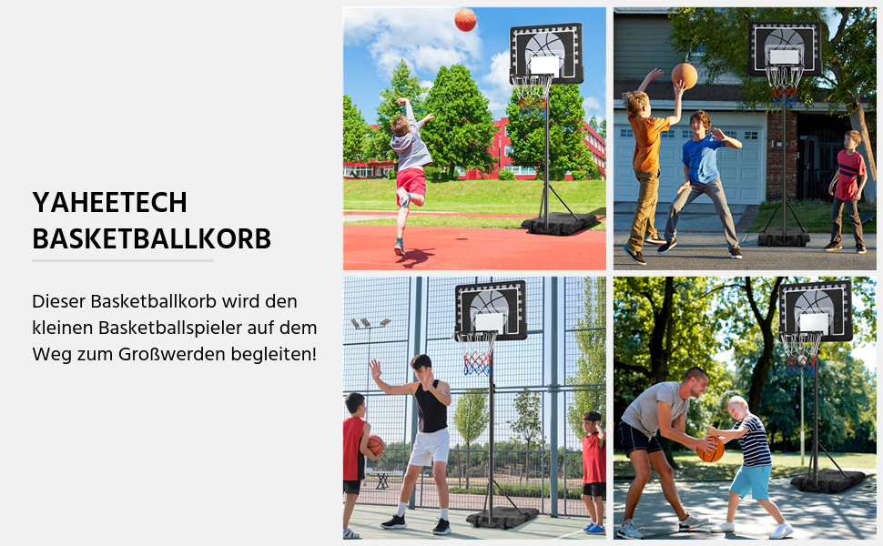 Yaheetech Adjustable Height Basketball Stand with Wheels - Portable Basketball System with Fillable Base - Indoor/Outdoor Basketball Hoop, 264cm