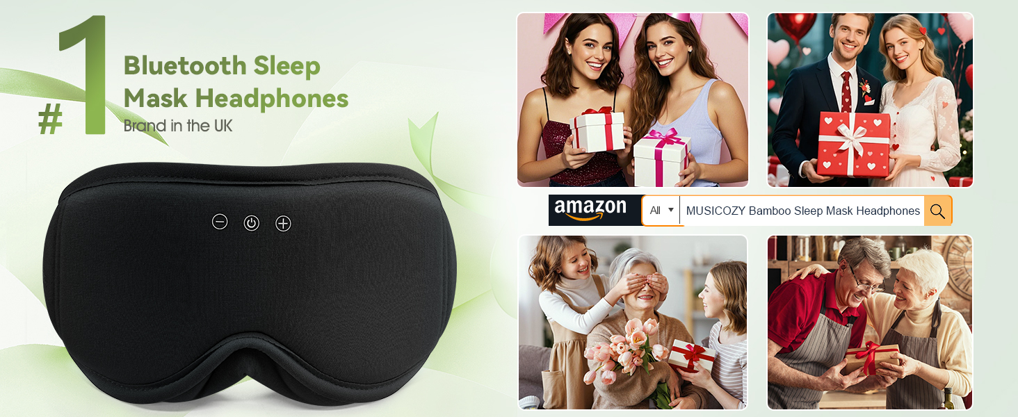 Маска для сну Musicozy з навушниками | 3D маска для сну з Bluetooth 5.4, Bio-Bambus Baumwolle, для подорожей, з навушниками, для чоловіків та жінок