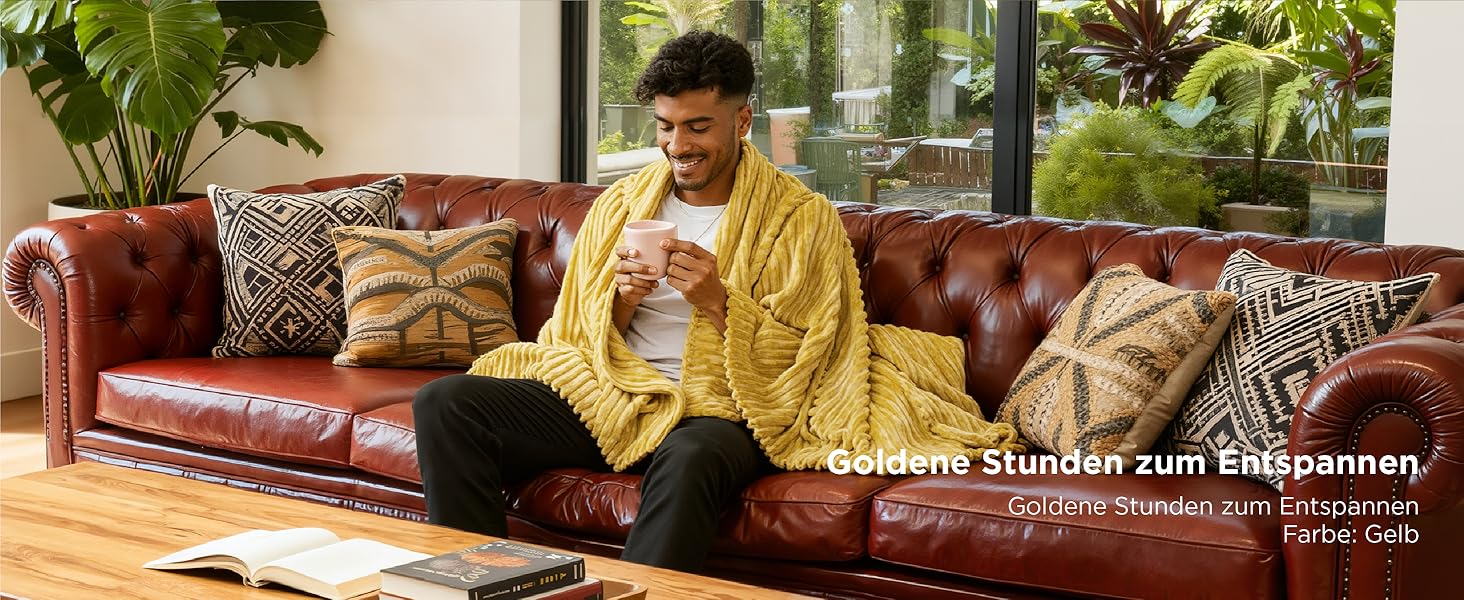 BEDSURE Плед-деко для дому - вовняний та флісовий плед, покривало на диван, м'який теплий плед з грубої в'язки для вітальні, плед для затишку, покривало на ліжко, бежевий, 150 x 200 см