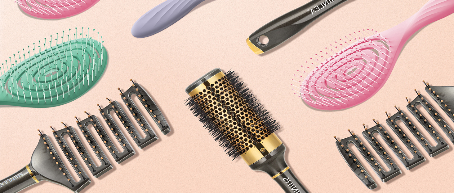 Щітка для волосся SHINLEA без заплутування для мокрого та сухого волосся, швидко сушка, повітряна розпушувальна щітка для жінок, чоловіків, дітей, зменшує випадіння волосся, розплутує вузли (Рожева)