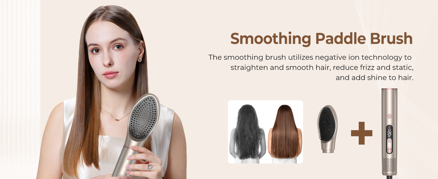 UKLISS Airstyler Pro 7 в 1: професійний фен-щітка з іонізацією, 1400W, для створення локонів, випрямлення та сушіння волосся (Золотий)