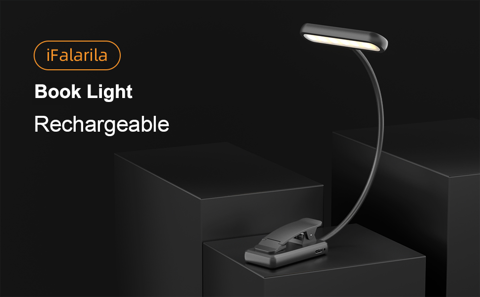Ліхтарик для читання з кліпсою, USB-C, 3 кольори світла, 10 рівнів яскравості, гнучкий регульований тримач, для книг, дітей, чорний - 2 шт.
