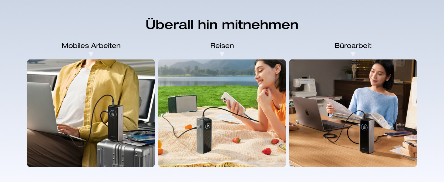 EcoFlow Power Bank 25000mAh 170W: Портативний зарядний пристрій для ноутбуків, iPhone, MacBook, Samsung, iPad, Steamdeck, Switch (Срібний)