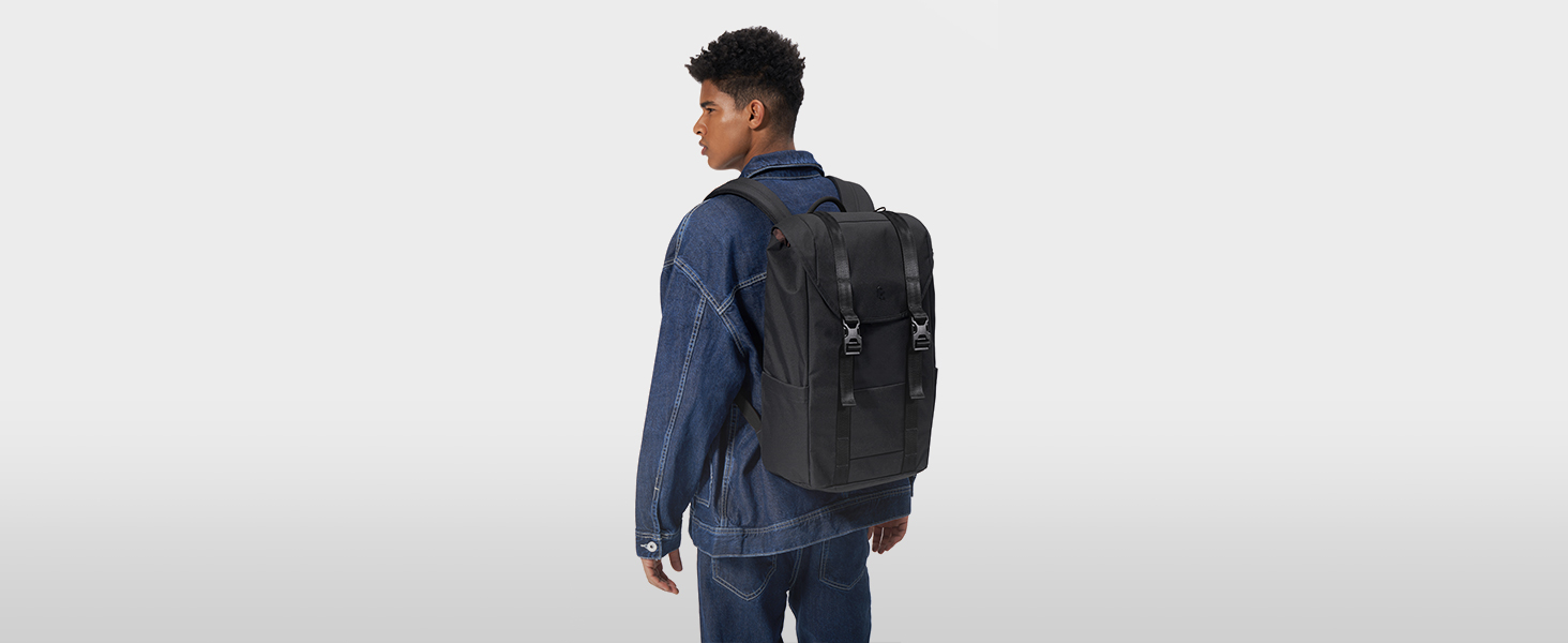 tomtoc Laptop Backpack for Women and Men, Vintage Daypack Daypack Casual Backpack with 22 Liters for Everyday Use, Leisure, University, School, Classic Backpacks Fits 13-15.6 inch Laptops, Black (Black)