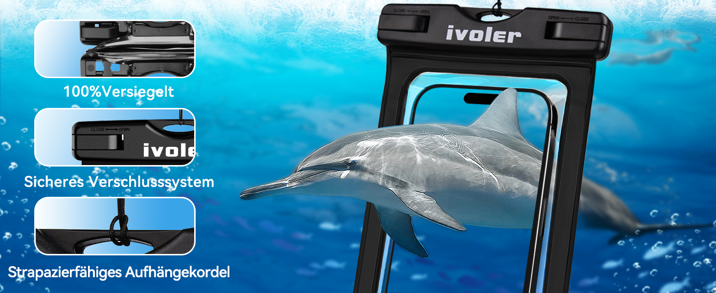 Водонепроникна поясна сумка-мішок Ivoler з водонепроникним чохлом для телефону, універсальна пляжна сумка для водного спорту, плавання, відпочинку на човні (чорна)