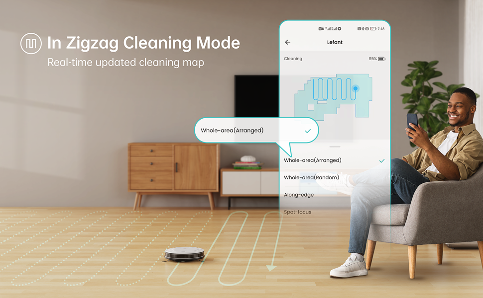 Робот-пилосос LEFANT Gen2 з функцією миття, 12000Pa, LiDAR-навігація, керування через додаток/Alexa/iWatch