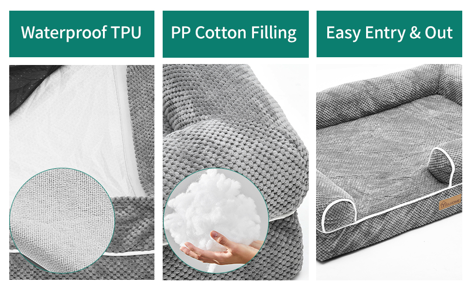 Крісло-лежанка для собак середніх порід YITAHOME, 51x48 см, ортопедичне, знімний чохол, сіре