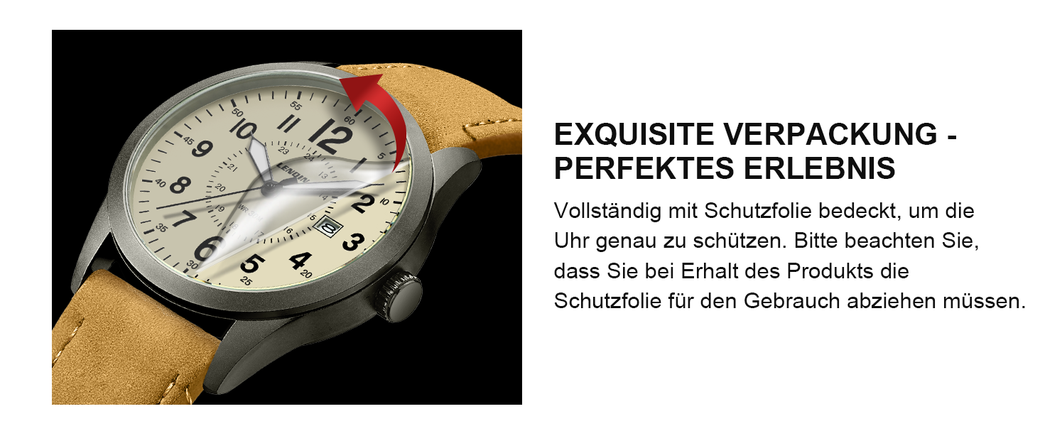 Годинник чоловічий LN LENQIN Military 30M водостійкий кварцовий годинник з датою на текстильному ремінці (світло-коричневий)