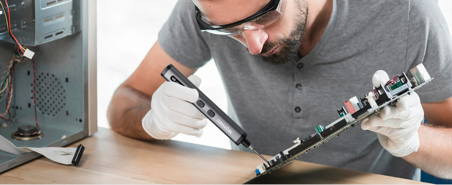 Набір мініатюрних електричних викруток MQFORU 78 в 1 з 72 бітами, 5 режимів крутного моменту, LED-підсвічуванням для ремонту телефонів, годинників, камер