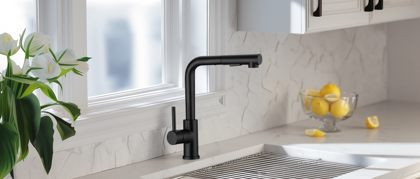 Кухонний змішувач висувний BONADE з душем, 360° поворот, змішувач для кухні з 2 струменями, з нержавіючої сталі, однорідний