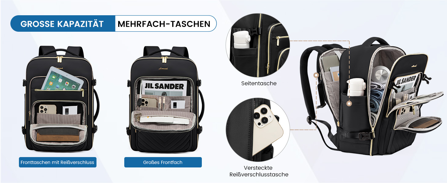 LOVEVOOK Рюкзак для ручної поклажі, 40L, водонепроникний, для ноутбука 17 дюймів, Easyjet, для подорожей, роботи, трекінгу, оливково-бежевий (18 дюймів, A-чорний)