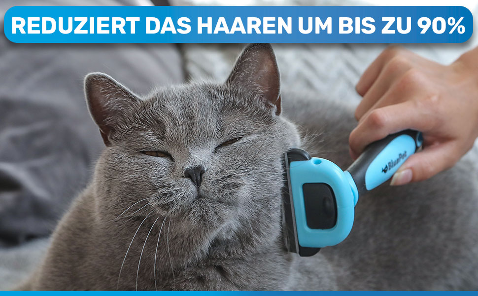 Буршлюк BluePet 2.0 для собак та котів з короткою шерстю: видаляє відмерле волосся та підшерсток. Ідеальна щітка для линьки (L 100mm, блакитний)