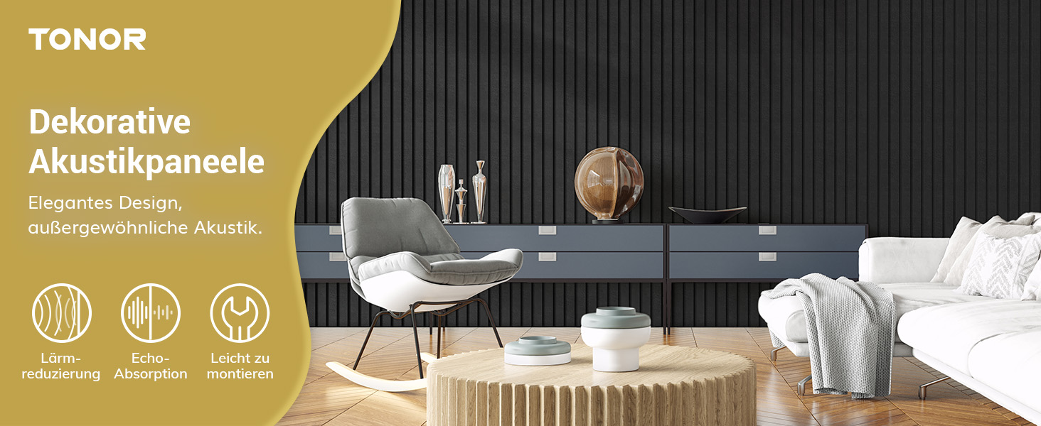 Акустичні панелі TONOR самоклеючі для звукоізоляції, шумопоглинаючі панелі для студії, офісу та дому, 120x60x1.8 см, чорний колір, 4 шт.