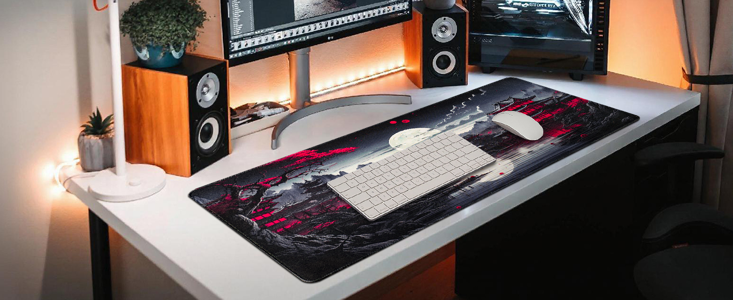 Ігровий килимок для миші Zindoo Gaming XXL 900x400 мм з топографічним візерунком (Місяць та Пагода)