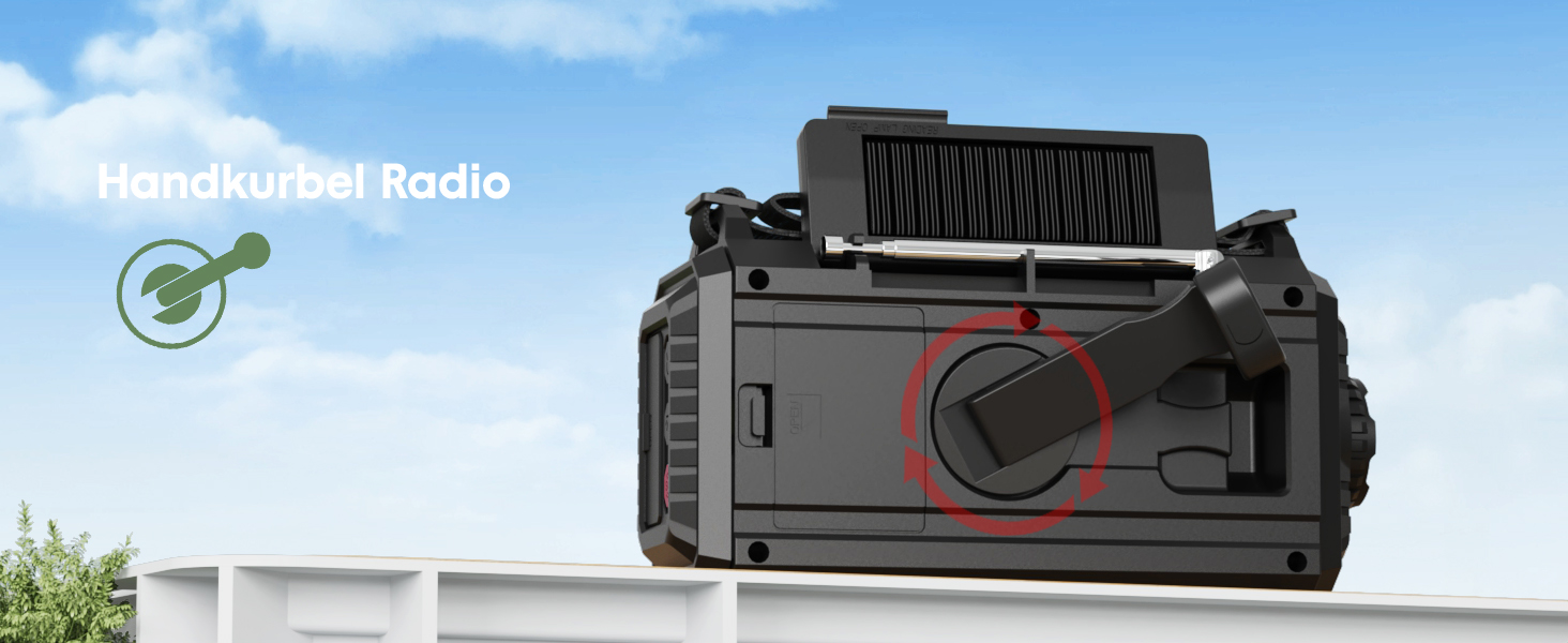 Радіоприймач Kurbelradio на 12000mAh з сонячною панеллю та ручкою, AM/FM/SW, з ліхтариком, USB-зарядкою, SOS-сигналом, для кемпінгу та надзвичайних ситуацій, зелений