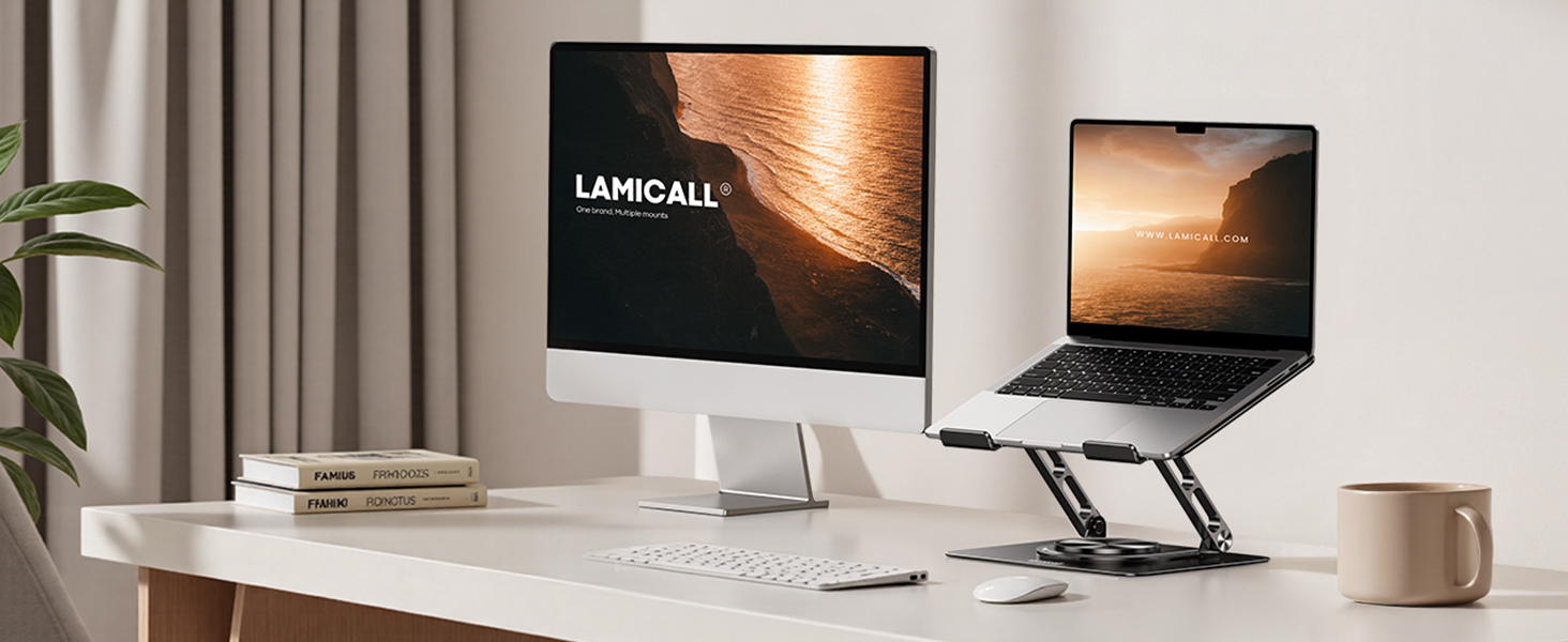 Підставка для ноутбука Lamicall, регульована - 360° обертання, складна, алюмінієва - для столу/офісу, універсальна ергономічна підставка для Macbook Pro Air, 10-17,3' (чорний)