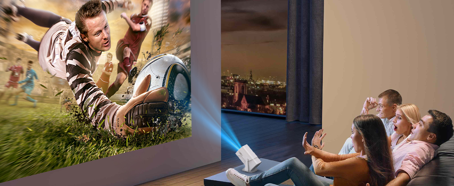 Mini проєктор Beamer з WiFi Bluetooth, 1080P Full HD, підтримкою Netflix, електричний, з автофокусом та автоматичною корекцією трапеції, 270° обертання для домашнього кінотеатру