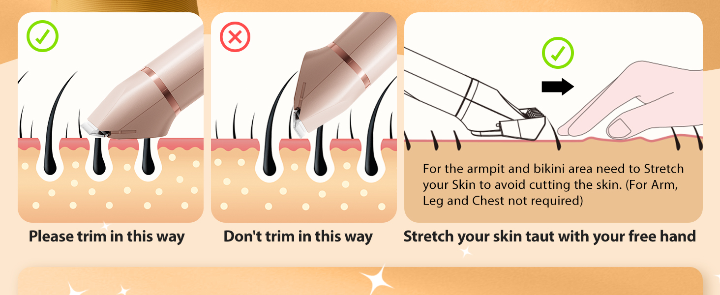 Електричний триммер для бікіні VG VOGCREST: безболісний жіночий депілятор для тіла, для рук, ніг, зони бікіні (рожеве золото)