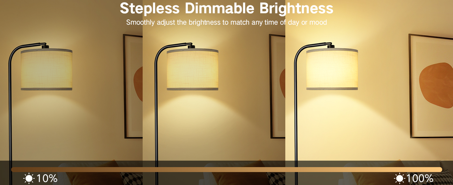 Стійка лампа для вітальні з поличкою та столом, регульована LED лампа з пультом, 3 колірні температури, приліжний столик з функцією зарядки та полицею, дерев'яний столик для спальні, офісу, коричневий в стилі рустік