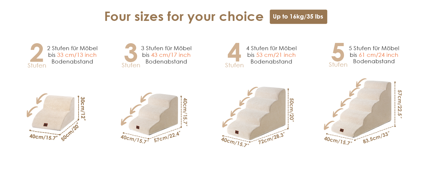 Сходинки для собак EHEYCIGA: компактні та зручні для маленьких собак, 40 см заввишки, 3 сходинки, сірий колір, з миючим покриттям та протиковзким дном (40 x 50 x 30 см)