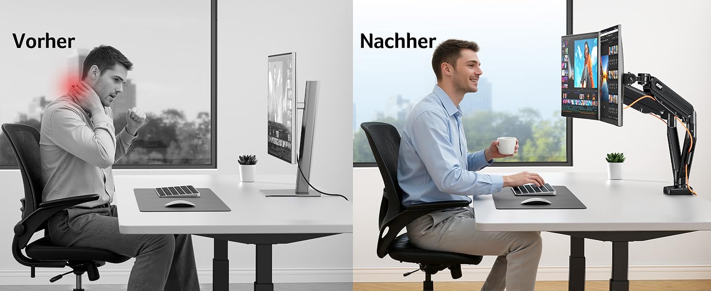 Кронштейн для двох моніторів Acer Dual-Monitor Arm, газліфт для екранів 17-32 дюймів, навантаження 2-9 кг, VESA 75/100 мм, з кабельний-менеджментом