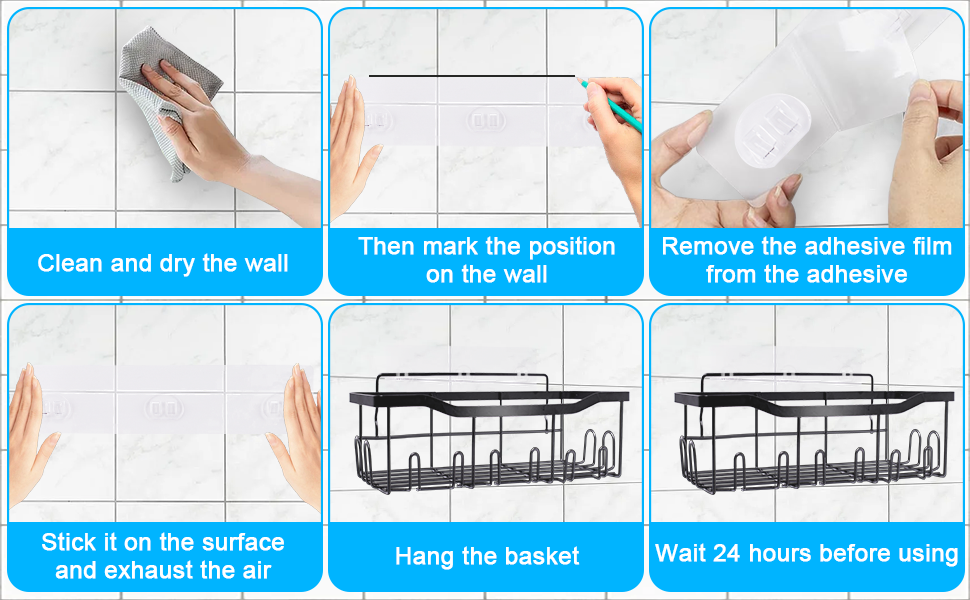Дзеркальна поличка для душу WAOAW без свердління, 2 шт. Чорний, нержавіюча сталь, для шампуню, гелю для душу, мила, косметики